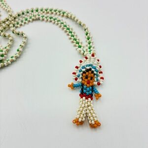 Vintage Native American Style Beaded Kachina Doll Necklace Southwestern